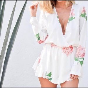 White Long Sleeve Floral Romper from Maccs The Label  - worn lightly a few times